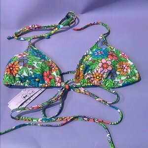 Wild Fable Floral Bikini Top - Green and Multicolor